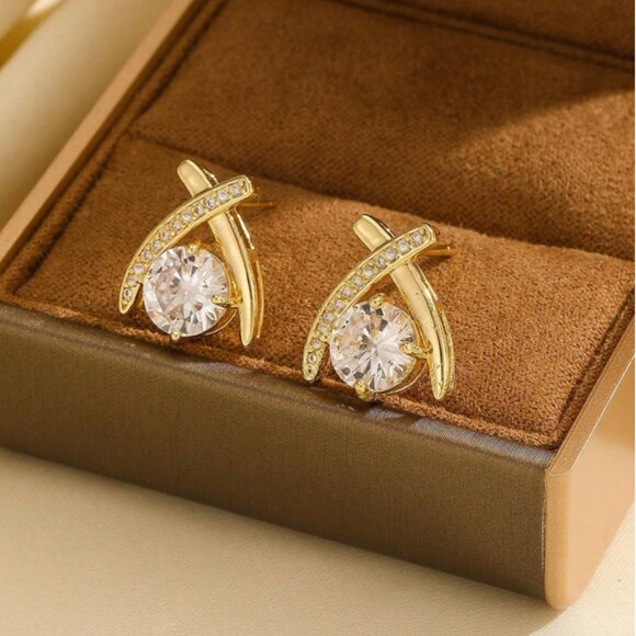 14K Gold Womens Small Solitaire Knot 2ct Diamond Earrings New 14K Silver Jewelry